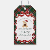 Green Tartan Plaid Christmas Bear Birthday Favors Geschenkanhänger (Vorderseite)
