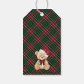 Green Tartan Plaid Christmas Bear Birthday Favors Geschenkanhänger (Rückseite)