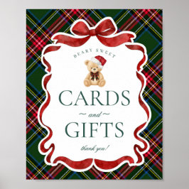 Green Tartan Plaid Christmas Bear Cards & Gifts Poster