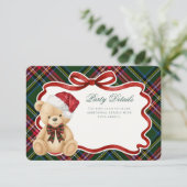 Green Tartan Plaid Christmas Bear Details Begleitkarte (Stehend Vorderseite)