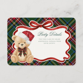 Green Tartan Plaid Christmas Bear Details Begleitkarte