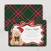 Green Tartan Plaid Christmas Bear Diaper Raffle Begleitkarte (Vorne/Hinten)