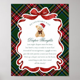 Green Tartan Plaid Christmas Bear Diaper Thoughts Poster