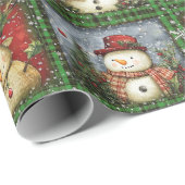 Green Tartan Santa Snowman Rentier Weihnachten Geschenkpapier (Rolleneckpunkt)
