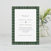Green Tartan Scottish Winter Wedding Einladung (Stehend Vorderseite)