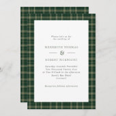 Green Tartan Scottish Winter Wedding Einladung (Vorne/Hinten)