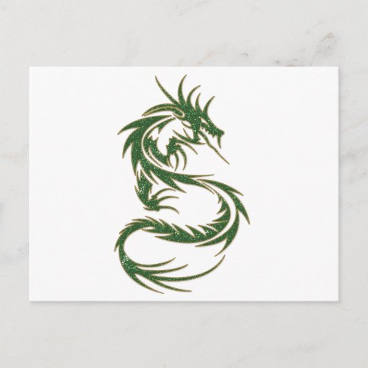 Green Tattoo Dragon Postkarte (Vorderseite)