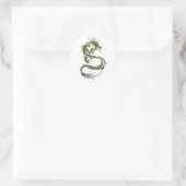 Green Tattoo Dragon Runder Aufkleber (Tasche)