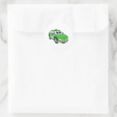 Green Taxi Cab Cartoon Runder Aufkleber (Tasche)