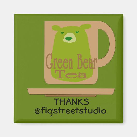 Green Tea, Danke, bearbeiten Sie Text Magnet (Vorne)