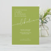 Green Tea ・ Moderne Minimalistische Script Wedding Einladung (Stehend Vorderseite)