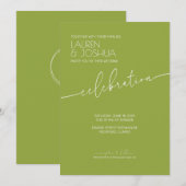 Green Tea ・ Moderne Minimalistische Script Wedding Einladung (Vorne/Hinten)
