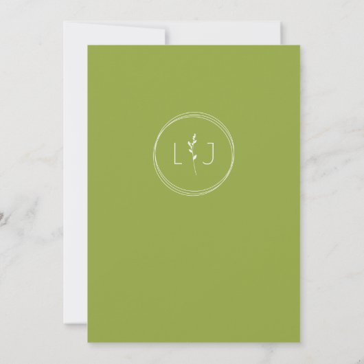 Green Tea ・ Moderne Minimalistische Script Wedding Einladung (Rückseite)