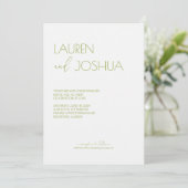 Green Tea ・ Moderne Minimalistische Script Wedding Einladung (Stehend Vorderseite)