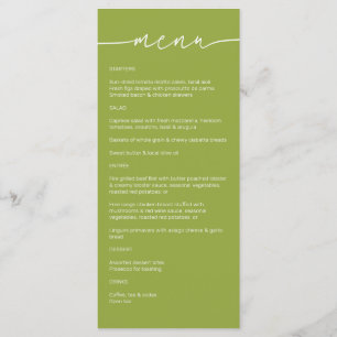 Green Tea ・ Moderne Minimalistische Script Wedding Menükarte