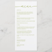 Green Tea ・ Moderne Minimalistische Script Wedding Menükarte (Vorderseite)