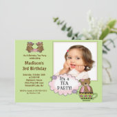 Green Tea Party Foto Geburtstagsparty Einladung (Stehend Vorderseite)