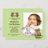 Green Tea Party Foto Geburtstagsparty Einladung (Vorne/Hinten)