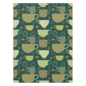 Green Teacup Muster Mitte des Jahrhunderts Tischdecke (Vorderseite)