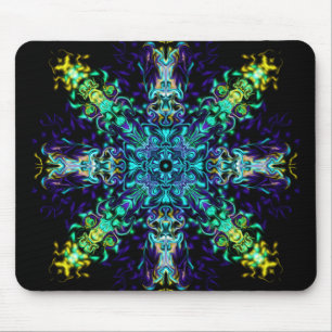 Green Teal Psychedelic Bohemian Mandala  Mousepad