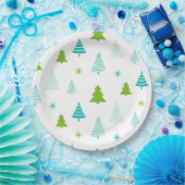 Green Teal Trees Simple Modern Christmas  Pappteller (Party)
