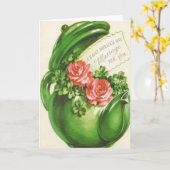 Green Teapot Rose Kleeblatt St Patrick's Day Karte (Gelbe Blume)