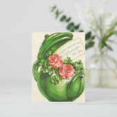 Green Teapot Rose Kleeblatt St Patrick's Day Postkarte (Stehend Vorderseite)