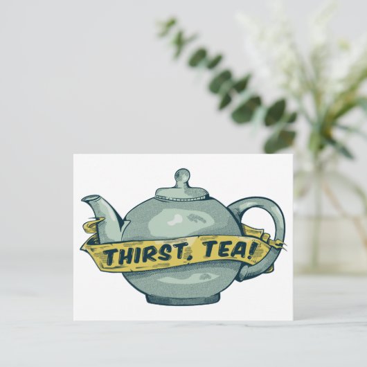 Green Teapot thirst tea Postkarte (Stehend Vorderseite)