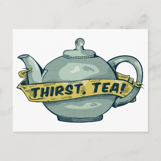 Green Teapot thirst tea Postkarte (Vorderseite)