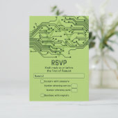 Green Tech Computer Circuit Board Bar Mitzvah RSVP Karte (Stehend Vorderseite)