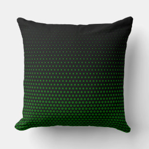 Green Techno Dots Modern Black Kissen