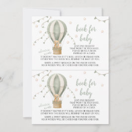 Green Teddy Balloon Adventure Book for Baby Shower Einladung