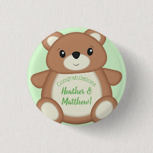 Green Teddy Bear Button