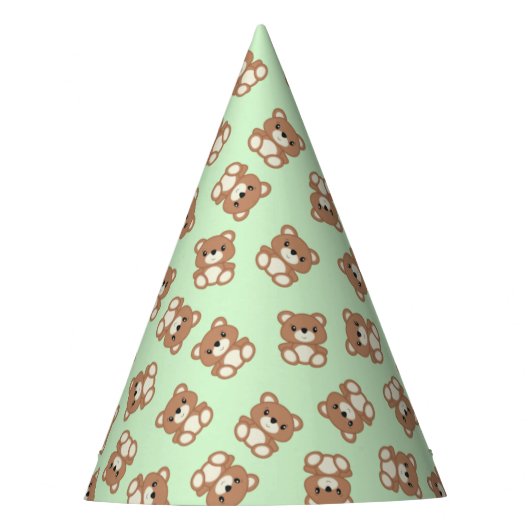 Green Teddy Bear Geburtstagspartei Partyhütchen (Vorderseite)