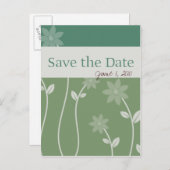 Green Tee Bloom Save the Date Ankündigungspostkarte (Vorne/Hinten)