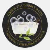 Green Tee Bubble Bath-Label Runder Aufkleber (Vorderseite)