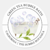 Green Tee Bubble Bath-Label Runder Aufkleber (Vorderseite)