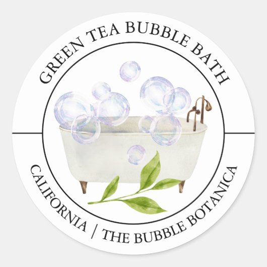 Green Tee Bubble Bath-Label Runder Aufkleber (Vorderseite)