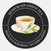 Green Tee Modern Label Runder Aufkleber (Vorderseite)