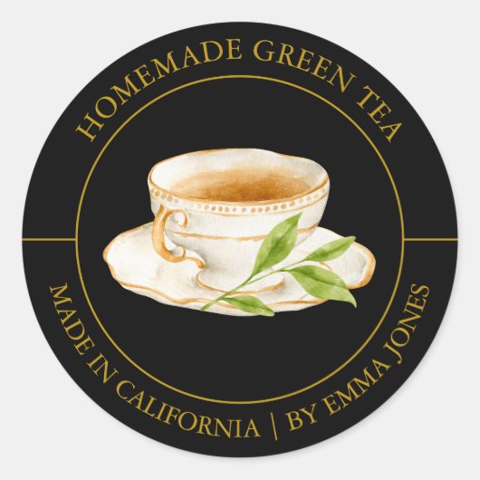 Green Tee Modern Label Runder Aufkleber (Vorderseite)