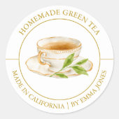 Green Tee Modern Label Runder Aufkleber (Vorderseite)
