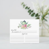 Green Tee Pot Floral Rezept Card (Stehend Vorderseite)