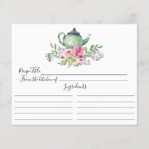 Green Tee Pot Floral Rezept Card
