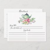 Green Tee Pot Floral Rezept Card Postkarte (Vorne/Hinten)
