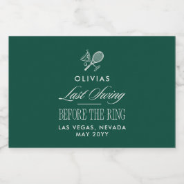 Green Tennis Bachelorette Elegant Modern Schaumweinetikett