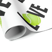 Green Tennis Ball LIEBE Geschenkpapier (Rolleneckpunkt)