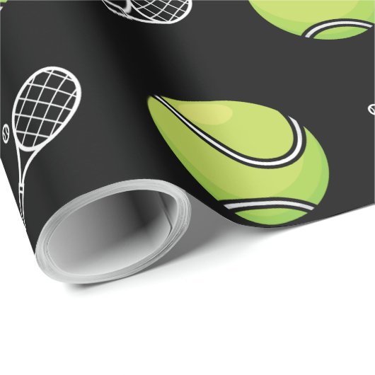 Green Tennis Balls und Rackets Athlete Sport White Geschenkpapier (Rolleneckpunkt)