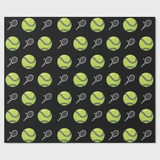 Green Tennis Balls und Rackets Athlete Sport White Geschenkpapier (Flach)