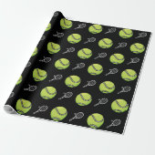 Green Tennis Balls und Rackets Athlete Sport White Geschenkpapier (Ungerollt)