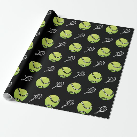 Green Tennis Balls und Rackets Athlete Sport White Geschenkpapier (Ungerollt)